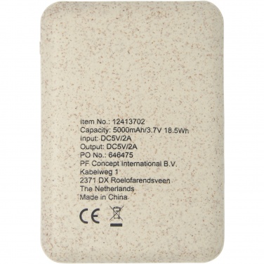 Logotrade liikelahjat mainoslahjat tuotekuva: Asama-varavirtalähde, 5 000 mAh, vehnänolkea